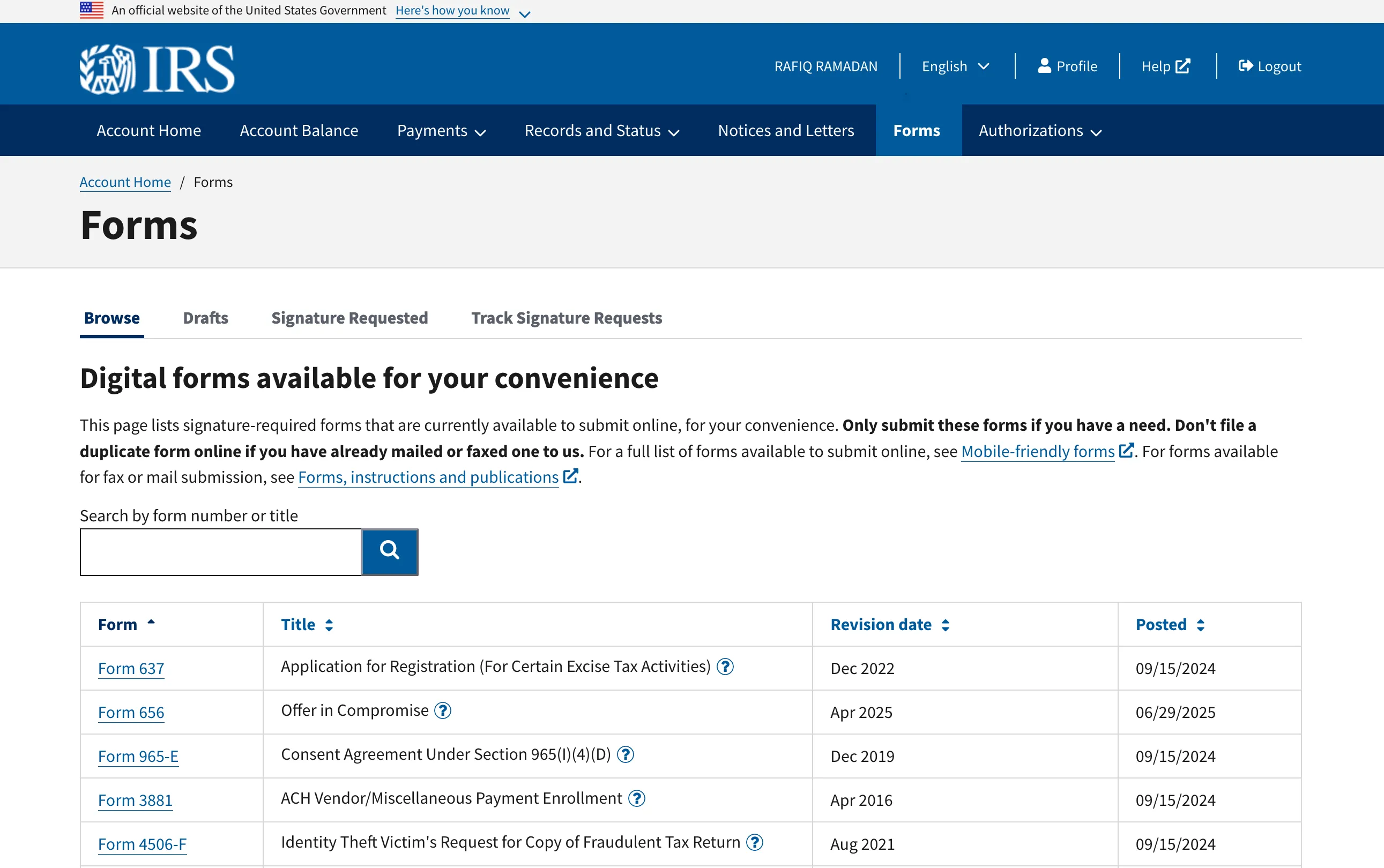 IRS.gov -> Forms preview